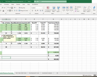 Real Estate Pro Forma for Multi-Family Development