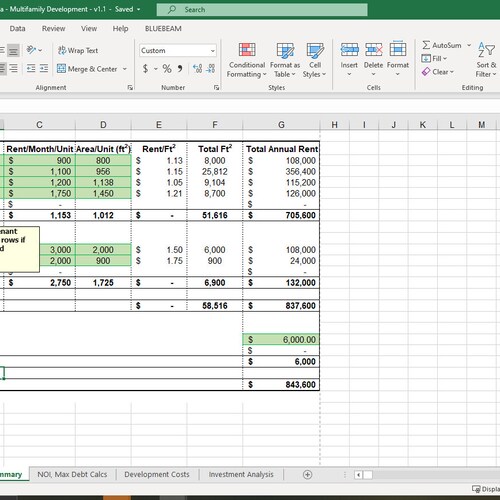 Real Estate Pro Forma for Multi-family Development - Etsy