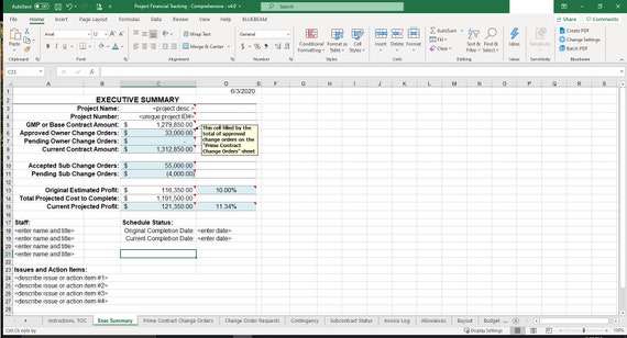 Construction Project Financial Tracking Template