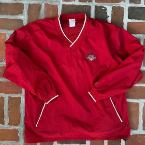 Cortavientos vintage Rawlings St Louis Cardinals Legends Camp, color rojo, talla XL.