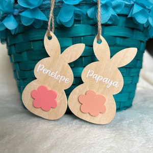 Personalized Wooden Easter Bunny Basket Name Tags