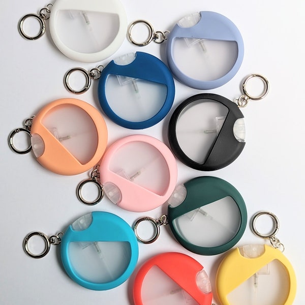 Round Flat Multifunctional Bottle Refillable Hand Sanitizer Alcohol Holder Portable Handy Keychain Bag Accessories Baby Diaper Bag Cologne