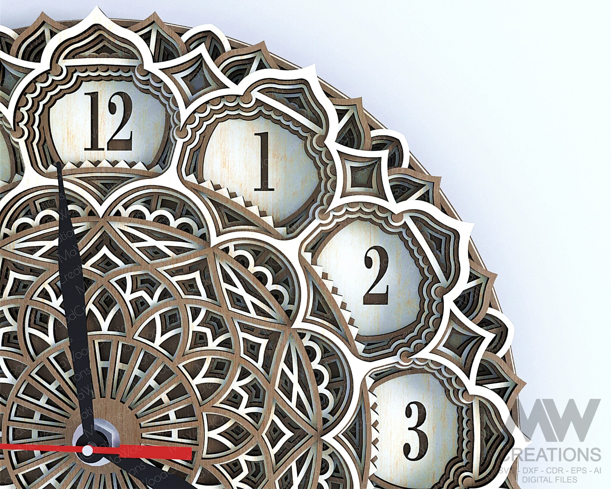 8 Layer Mandala Clock Svg, 3d Layer Svg Clock, Multi Layer Clock Laser ...