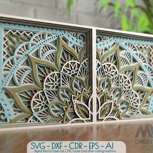 3d Svg Mandala Pannello tagliato al laser multistrato, file Mandala a strati Svg, modello Cricut Mandala Svg, decorazione della parete in legno tagliato al laser - M267
