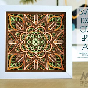 Flower Mandala Svg, 3D Layer Mandala SVG, Cardstock Mandala, Shadowbox Layered template, 3d Light Box Template, Paper Art Shadow Box - M258
