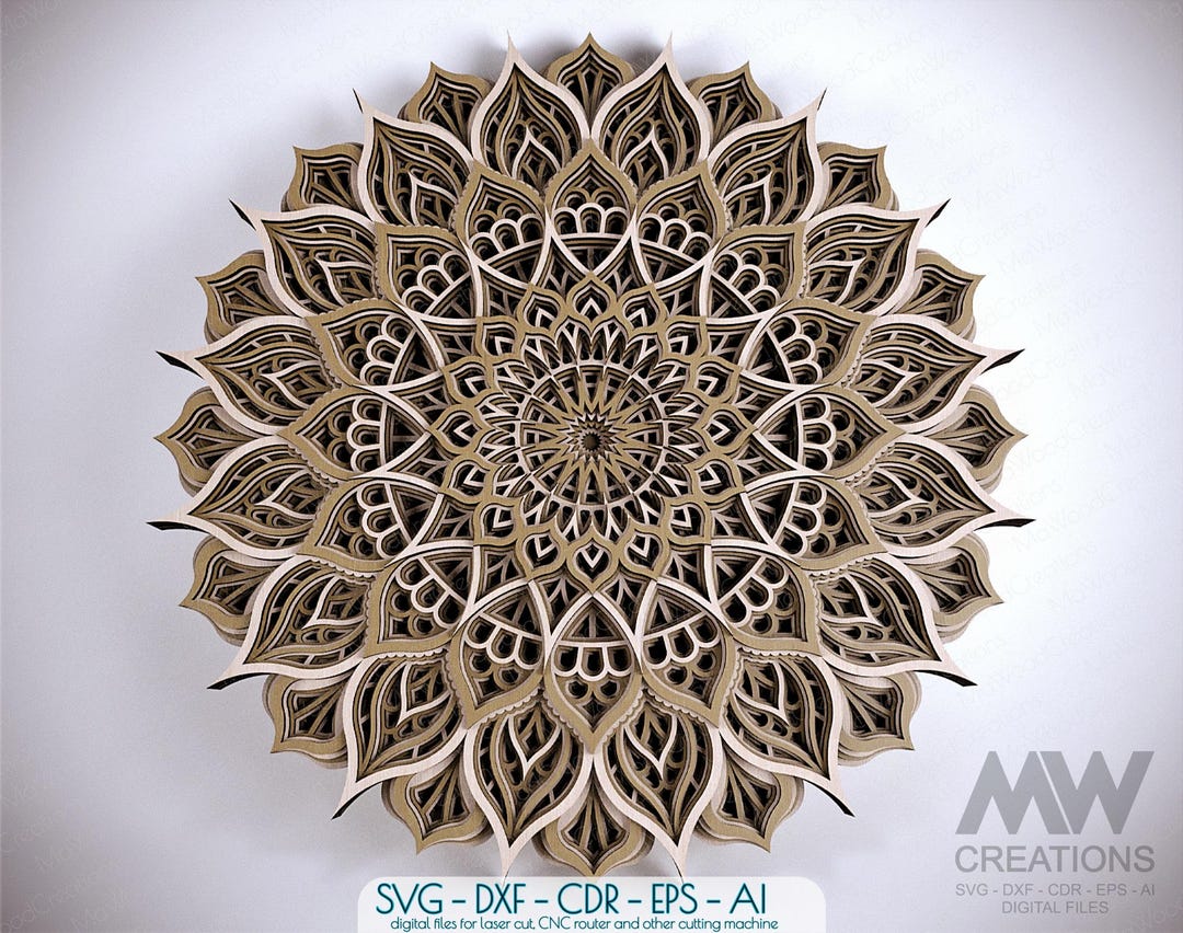 Laser Cut Layered Mandala Svg Files Multi-layer Flower Mandala Cutting ...