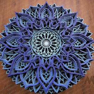 Laser Cut Mandala SVG DXF, 3D layer Mandala template, Flower Mandala cutting files, Multilayer Mandala Svg Dxf, Layered 3D Wood Art - M122 image 7