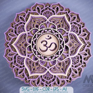 Crown Chakra Mandala SVG DXF, Sahasrara Mandala, 3D Layered Mandala Svg, Laser Cut Crown Chakra, File di taglio Mandala multistrato - M46
