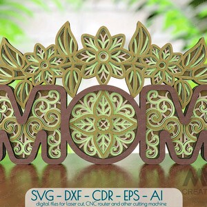 Mama Multilayer Mandala Laser Cut Datei, Mama Mandala SVG Dxf, Cricut SVG Mandala Schnittdatei, Glowforge 3D Mandala Svg, 3d SVG Layer Mandala