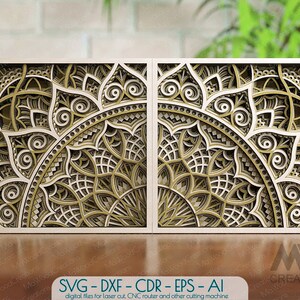 Laser Cut Multilayer Mandala SVG DXF, 3D layer Mandala SVG, Modular Mandala cutting files, Stacked Mandala Svg Dxf, Layered 3D Wood Art M235 image 2