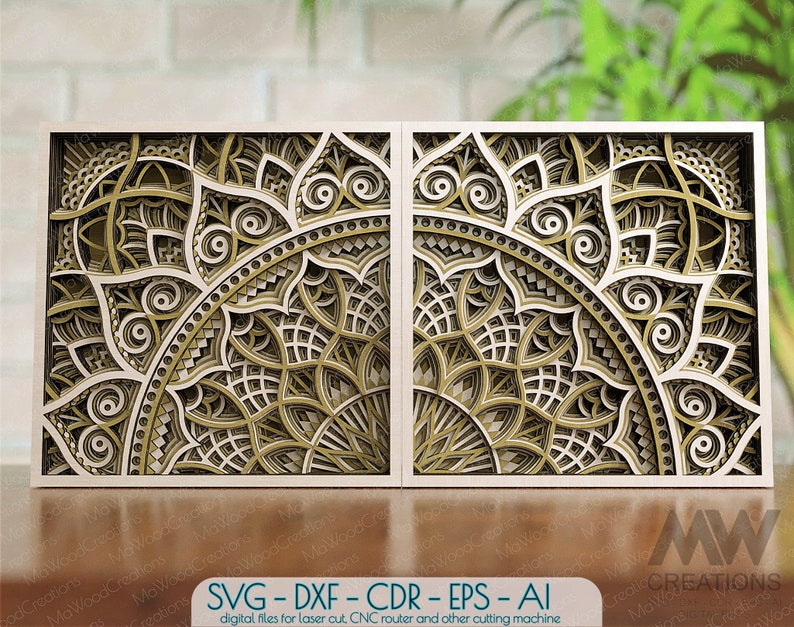 Laser Cut Multilayer Mandala SVG DXF, 3D layer Mandala SVG, Modular Mandala cutting files, Stacked Mandala Svg Dxf, Layered 3D Wood Art M235 image 2