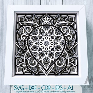 Shadowbox Schildkröte Mandala SVG, 3D-Schildkröten-Svg, mehrschichtige Schildkröten-Svg-Schnittdatei, Cricut-Schildkröten-Vorlage, geschichtete Tiere-Mandala-Svg - A14