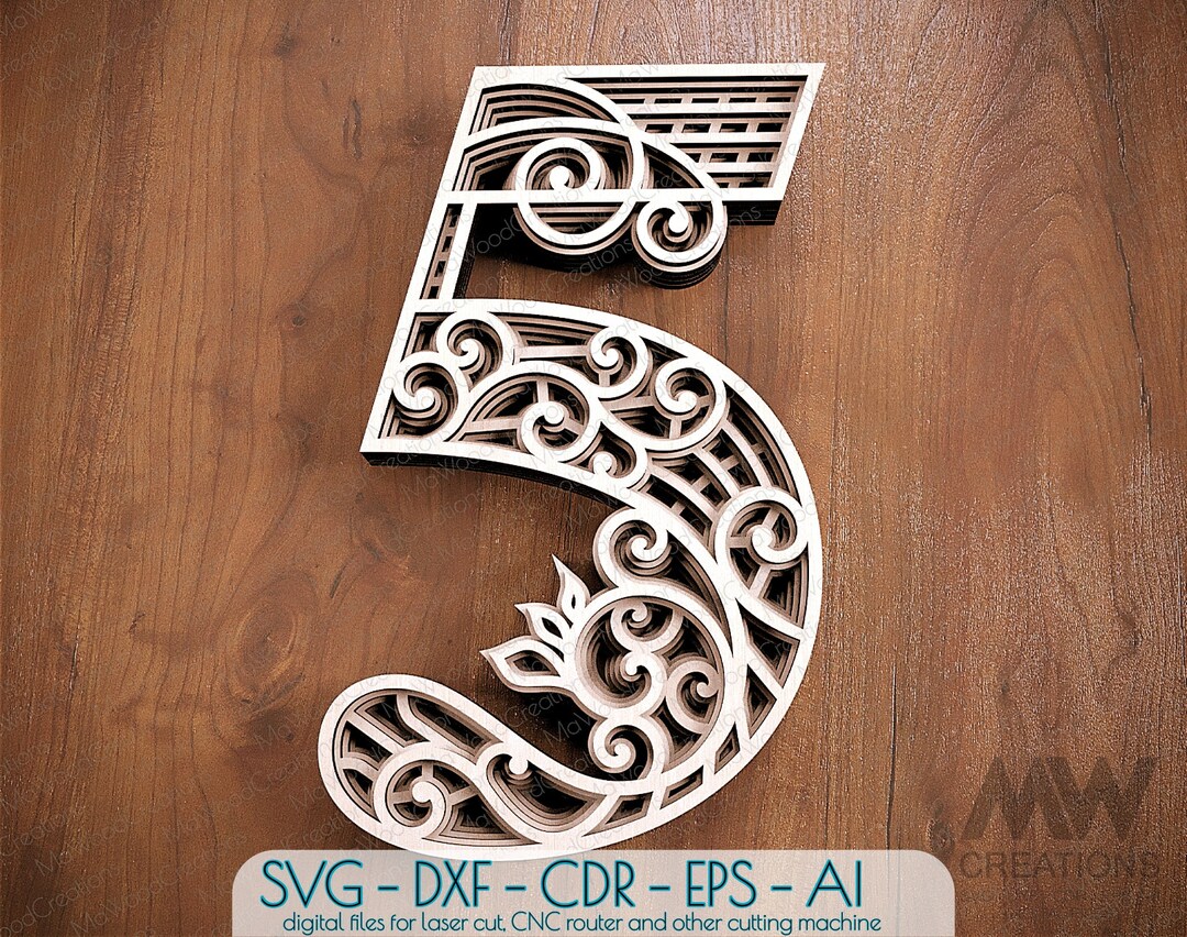 Layered Number 5, Layered Numbers SVG, Multilayer Number 5, Numbers SVG ...