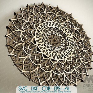 Multilayer Flower Mandala SVG Dxf, 3D Layer Mandala template, Cricut svg Mandala cut file, Glowforge 3D Mandala Svg, Laser Cut Mandala - M14