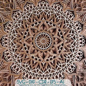 Multistrato Mandala SVG Dxf, modello 3d Layer Mandala, Cricut svg Mandala file di taglio, Glowforge 3D Mandala Svg, Laser Cut Mandala - M69