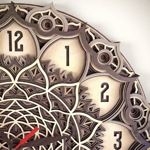 7 Layer Mandala Clock Svg, 3d Layer Svg Clock, Multi Layer Clock Laser ...