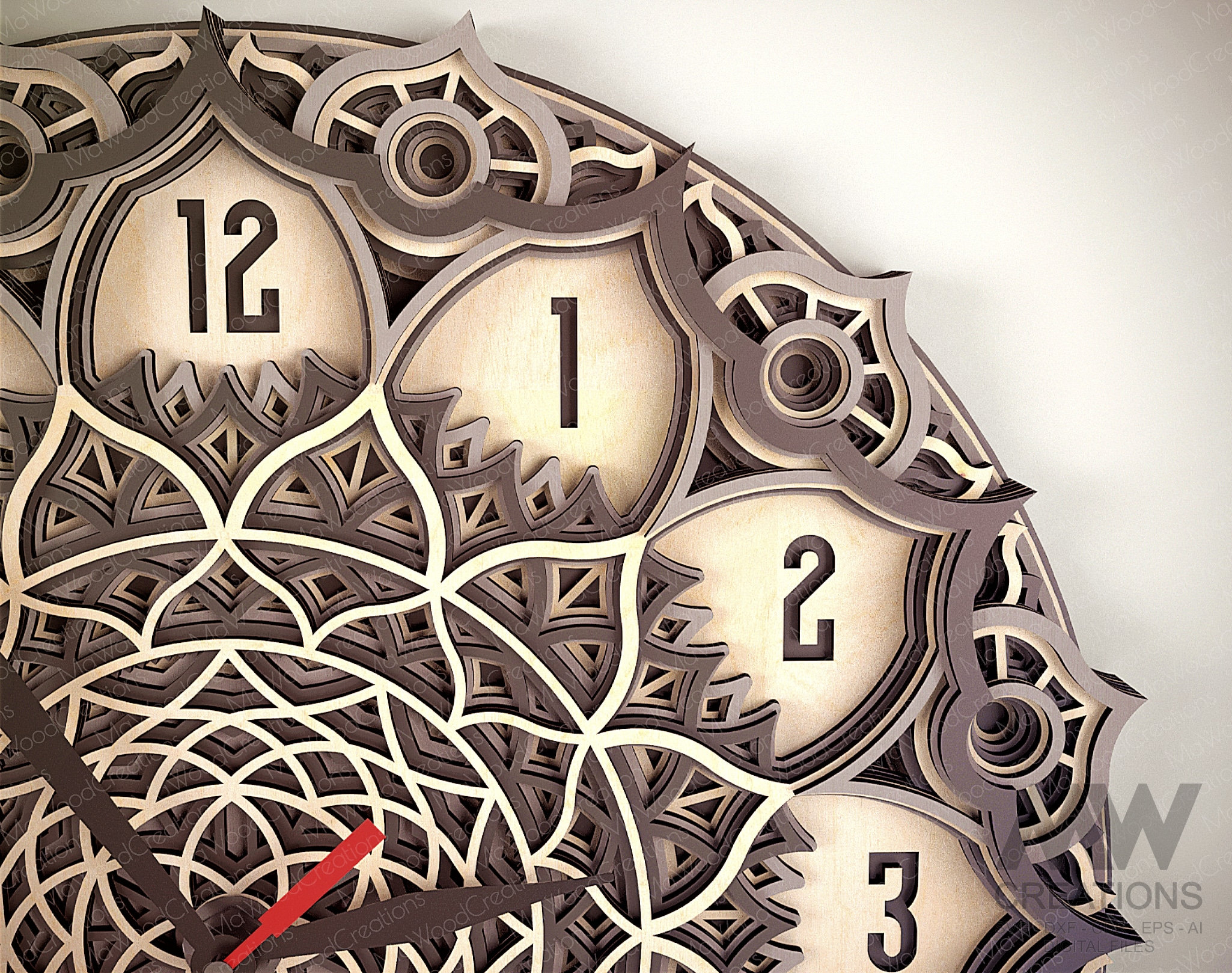 7 Layer Mandala Clock Svg, 3d Layer Svg Clock, Multi Layer Clock Laser ...