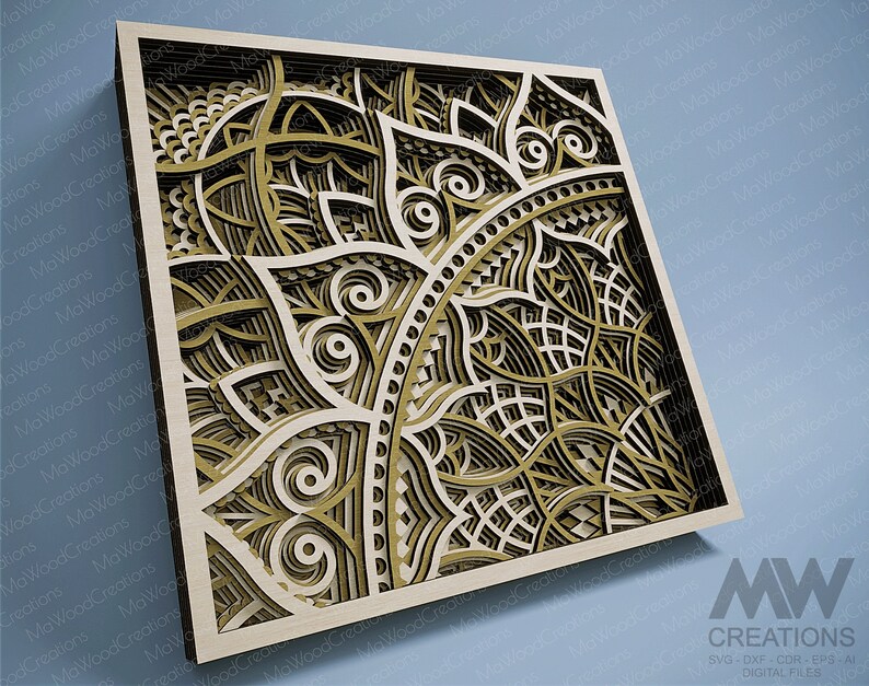 Laser Cut Multilayer Mandala SVG DXF, 3D layer Mandala SVG, Modular Mandala cutting files, Stacked Mandala Svg Dxf, Layered 3D Wood Art M235 image 4