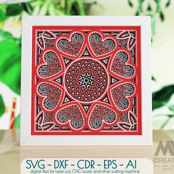 Shadowbox Svg Heart Mandala, Multi Layer Shadow Box Svg Mandala, Layered Heart Mandala, 3d Mandala Cricut file, Layered Svg Mandala - 010_SB Shadowbox Svg Heart Mandala, Multi Layer Shadow Box Svg Mandala, Layered Heart Mandala, 3d Mandala Cricut file, Layered Svg Mandala - 010_SB