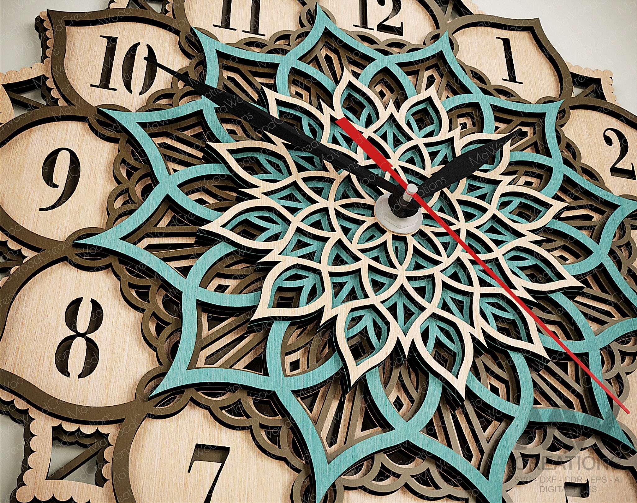 Laser Cut Mandala Clock Svg Dxf, 5 Layer Clock Cut Files, Laser Cut ...
