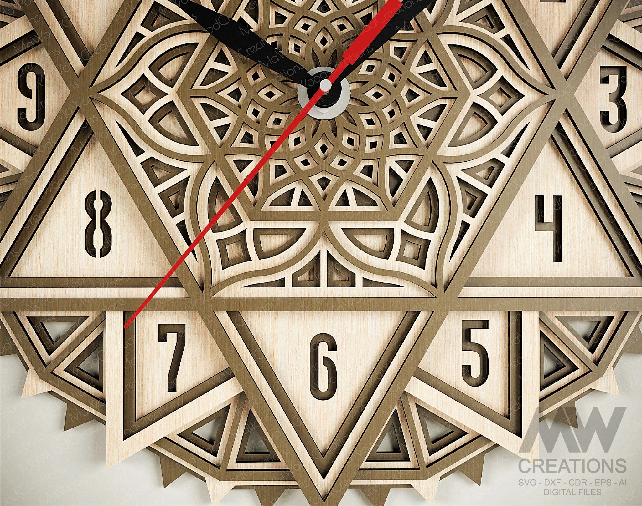 Multi Layer Clock Svg, Mandala Clock SVG Dxf, Laser Cut Clock, Star of ...