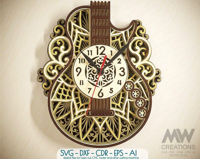 Laser Cut Clock SVG Dxf, Layered Mandala Clock Svg, 3d Svg Clock Files ...