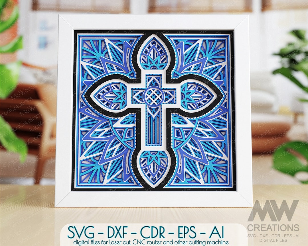 Layered Cross Cutting File, Shadowbox Cross Svg, Christian Cross Svg ...