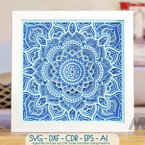 3d Layered Mandala Svg, Shadow box Mandala Svg paper cut, Flower Mandala Cricut file, Multi-layer Shadow box Mandala, 3d Svg Mandala - M150