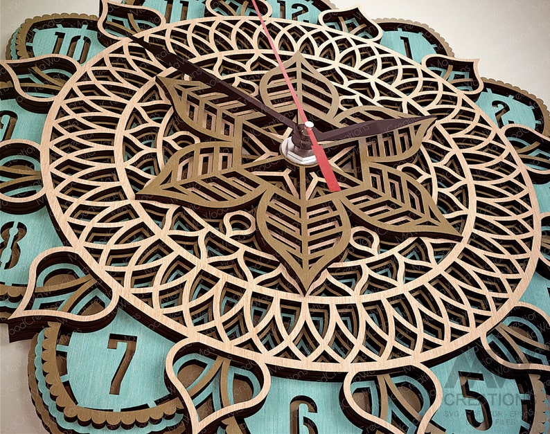 5 Layer Mandala Clock Svg, 3d Layer Svg Clock, Multi Layer Clock Laser ...