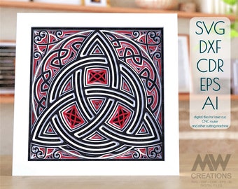 Celtic Trinity Knot Mandala SVG, Multilayer Triquetra Svg, 3d Celtic Knot SVG, Shadowbox Celtic Mandala template, Cardstock Mandala SVG