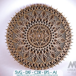 8 strati Mandala SVG Dxf, Cricut Flower Mandala SVG, file Multilayer Mandala Cnc Laser, 3D Flower Mandala SVG Dxf, Layered Wood Art - M79