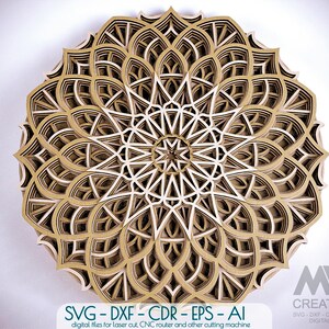 6 couches Mandala SVG Dxf, 3D SVG Mandala, Cricut Mandala Svg, Laser cut Layered Panel Mandala design, Glowforge Svg Layer Mandala - M103
