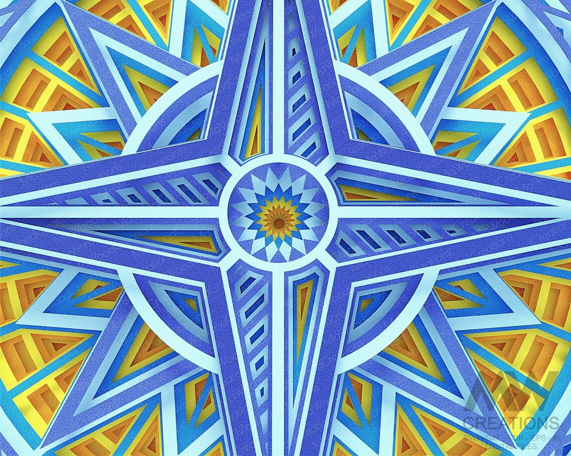 Compass Mandala SVG, 3d SVG Compass Shadow Box Mandala, Multi-layer ...