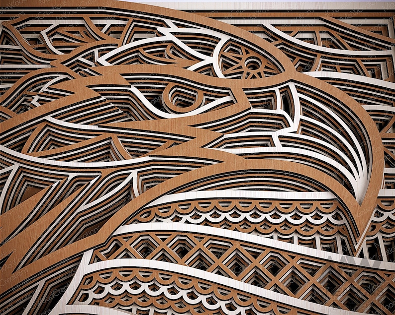 Layered Eagle Laser Cut SVG Eagle Head Mandala Cut File 3D SVG Eagle ...