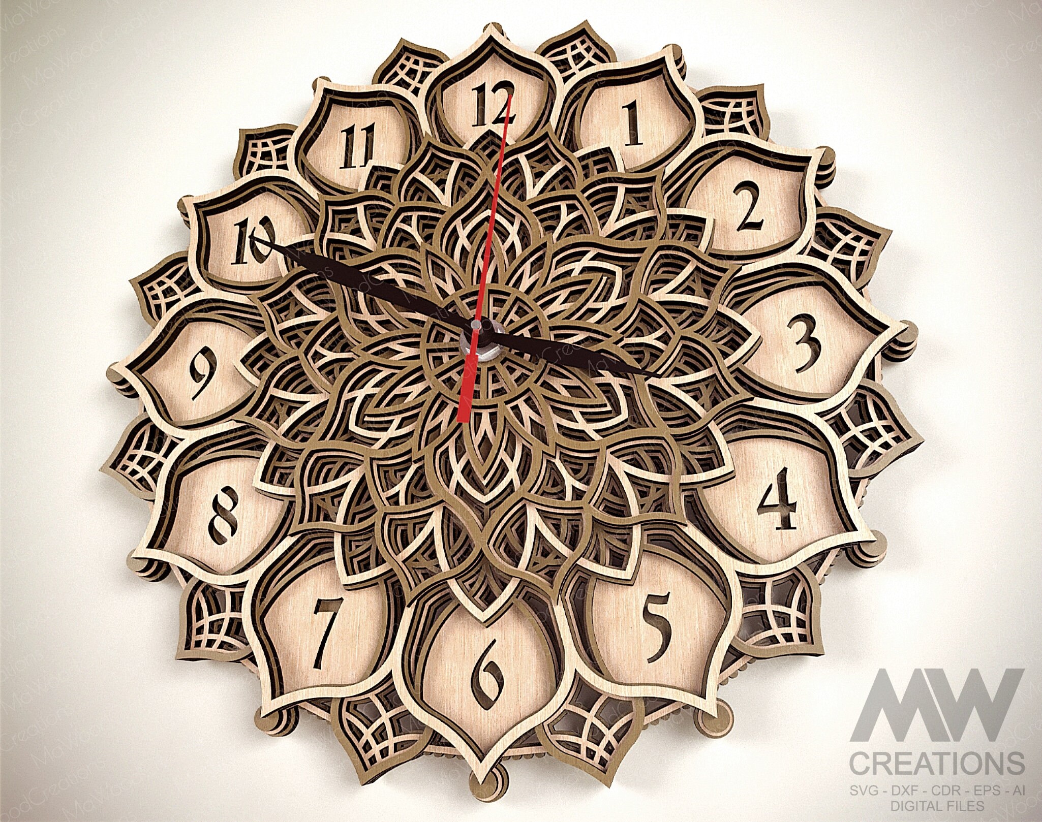 Laser Cut Clock Svg Dxf, 5 Layer Clock Cut Files, Laser Cut Multi-layer ...