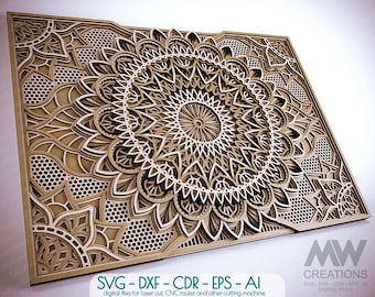 Multilayer Mandala SVG Dxf, 3D SVG Mandala, Cricut Mandala Svg, Laser cut Layered Panel Mandala design, Glowforge Svg Layer Mandala - M87