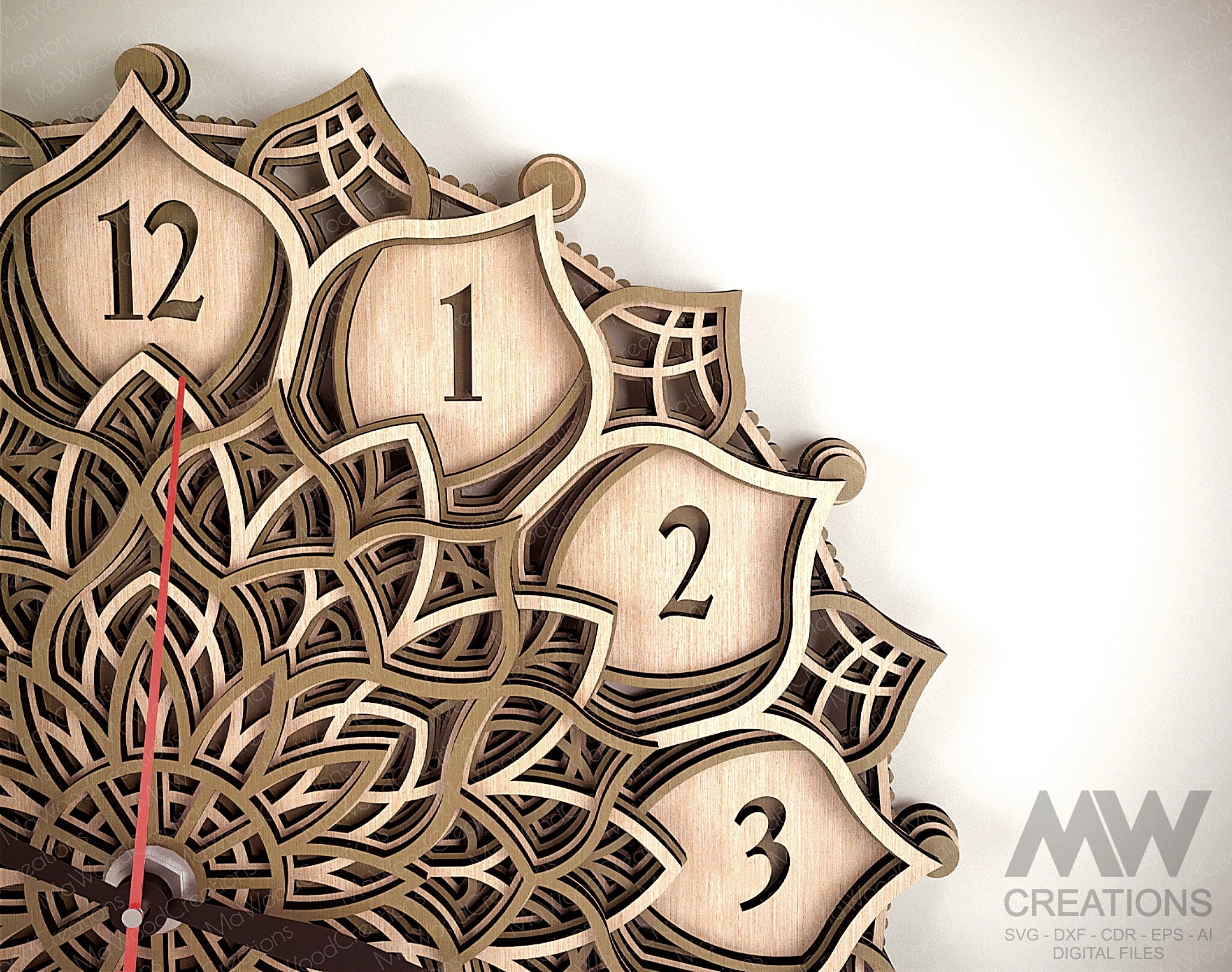 Laser Cut Clock Svg Dxf, 5 Layer Clock Cut Files, Laser Cut Multi-layer ...