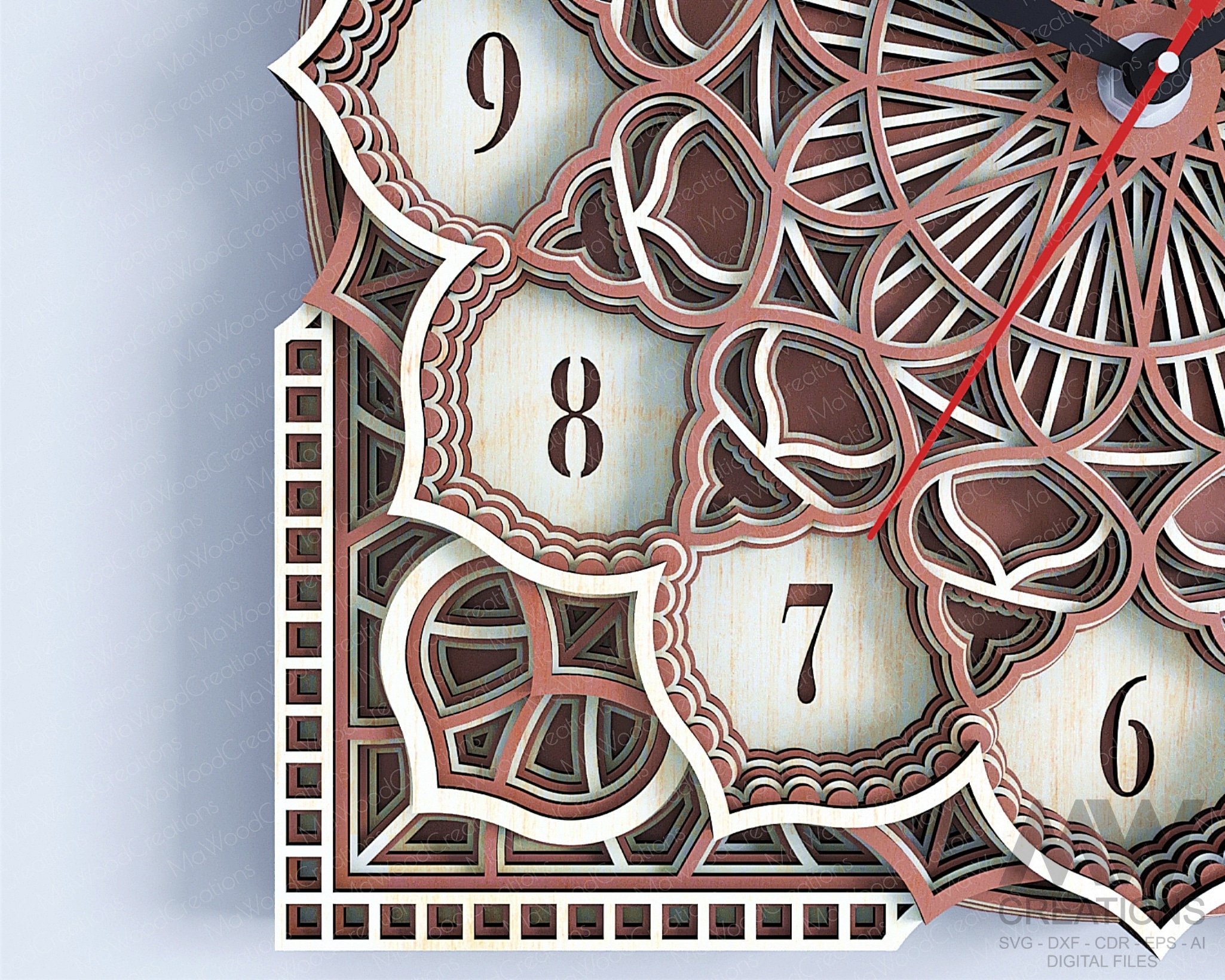 Laser Cut Multi-layer Clock, Mandala Clock Svg Dxf, 3D Layer SVG Clock ...