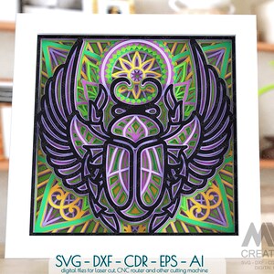 3D Layered Scarabaeus Svg, Scarabaeus Mandala Svg Papierschnitt, Beatle Mandala Cricut Datei, Mehrschichtige Beatle Laser Cut Datei, 3d Svg Mandala