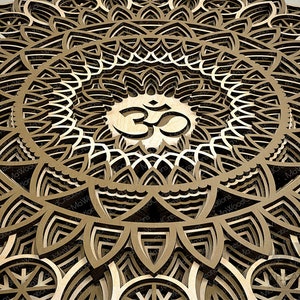 Om Mandala Svg Dxf, Om Mandala a strati, Mandala SVG per Cricut, Glowforge 3D Yoga Mandala Svg, file di taglio Mandala simbolo di protezione - M18