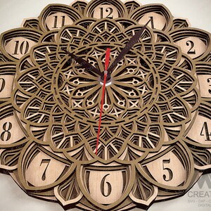 Multi Layer Clock Svg, Mandala Clock SVG Dxf, Laser Cut Clock, Star of ...