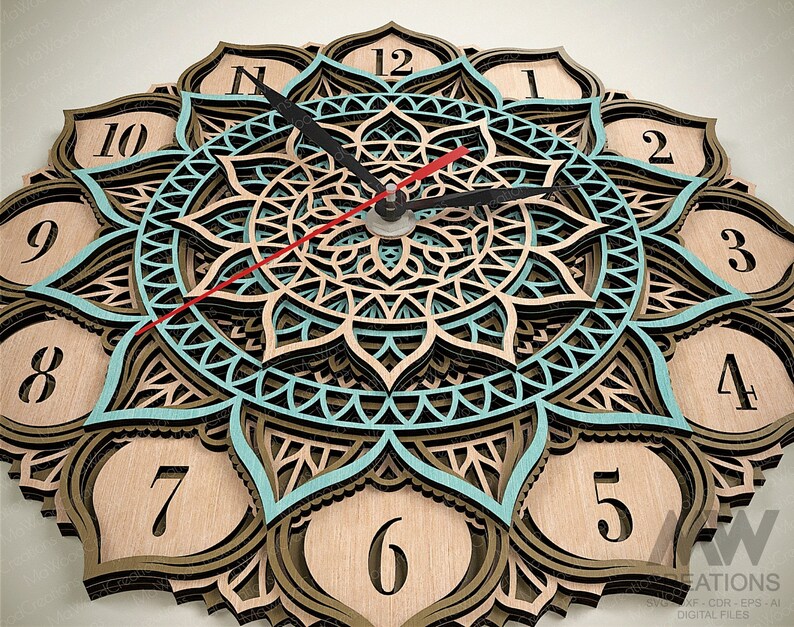 Laser Cut Clock Svg Dxf, 5 Layer Clock Cut Files, Laser Cut Multi Layer ...