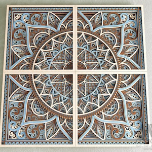 Mandala multistrato SVG Dxf, Mandala tagliato al laser SVG DXF, Mandala floreale Svg, Mandala floreale per Lasercut, file laser Lightburn a livello 3d - M243