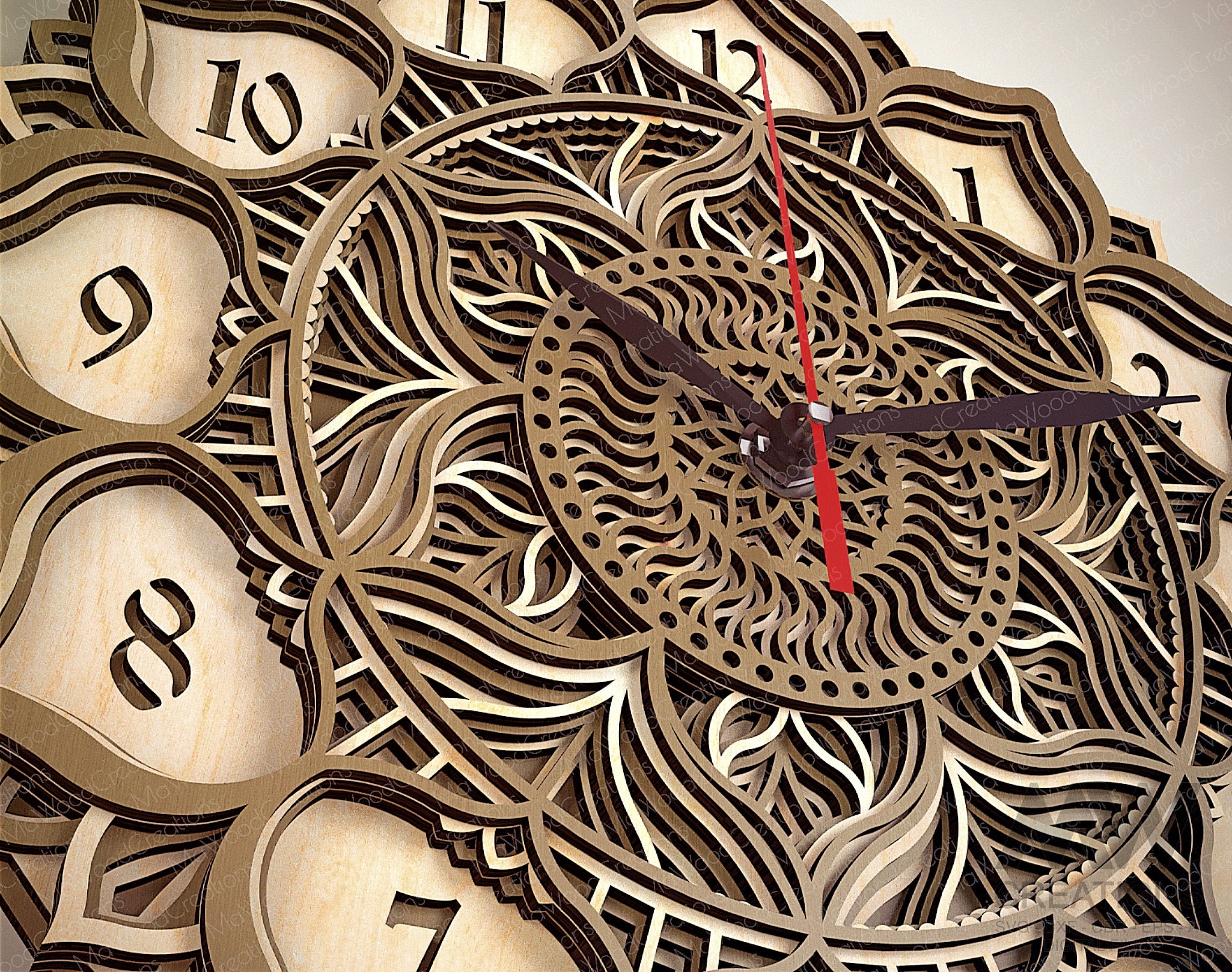 5 Layer Laser Cut Clock Svg Dxf, Mandala Clock Svg, Multi-layered Clock ...