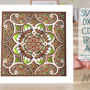 6 laag Mandala Svg Dxf papier gesneden bestand, Gelaagde Mandala SVG, 3D Svg Multi-layer Mandala, Shadow Box Svg Flower Mandala Cricut bestand - M264