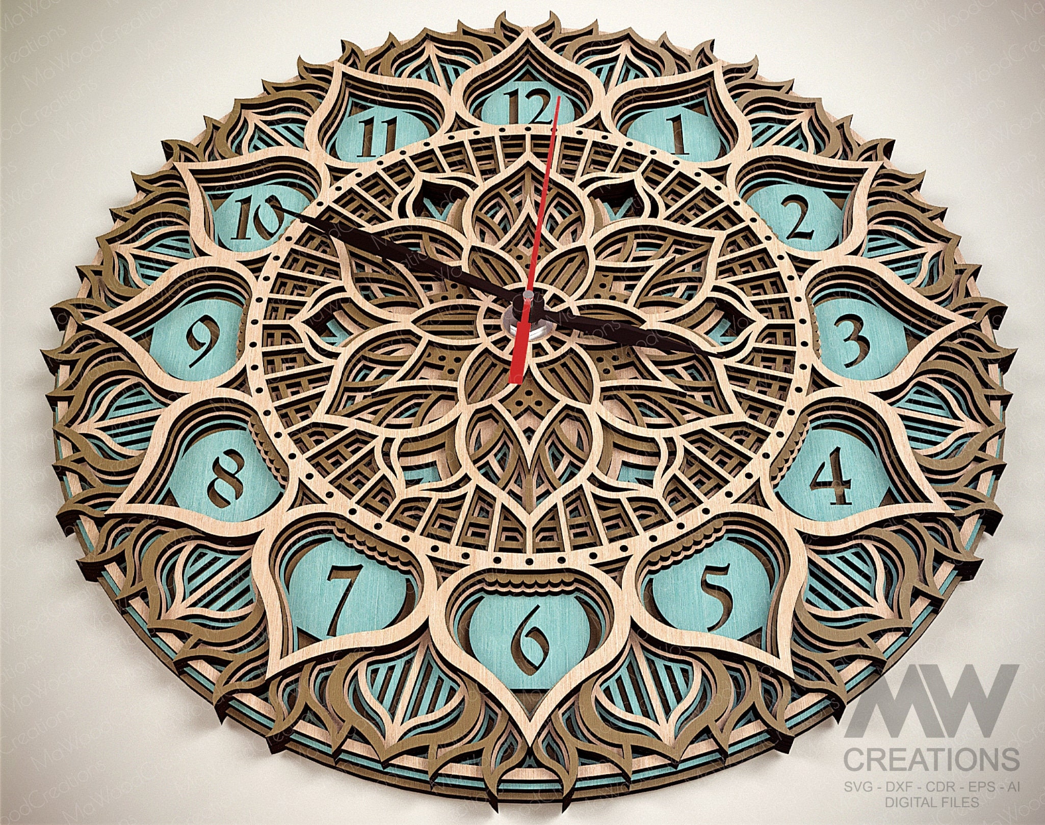 Laser Cut Clock Svg Dxf, 5 Layer Clock Cut Files, Laser Cut Multi-layer ...
