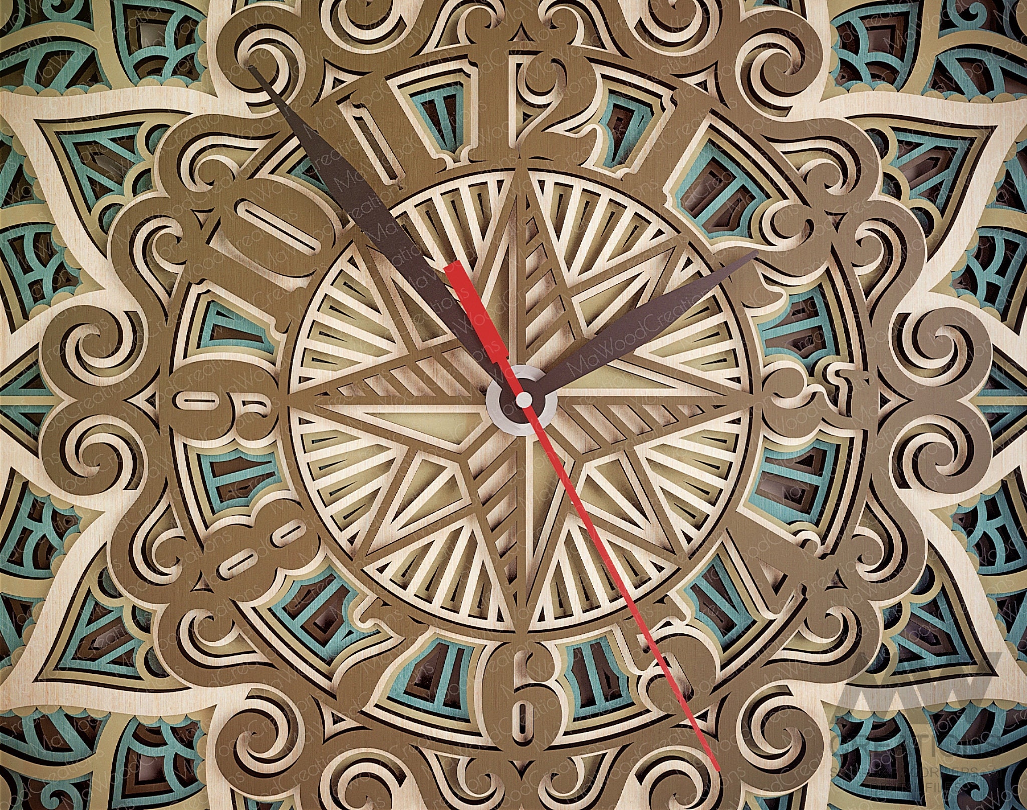 Laser Cut Compass Clock SVG Dxf, Compass Mandala Clock Svg, Mandala ...