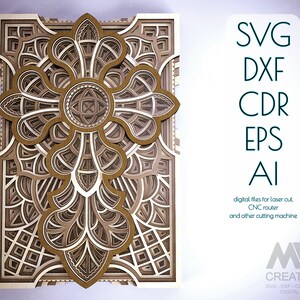 Laser gesneden Cross Svg, 3D Mandala Cross SVG, Cricut Cross SVG, Layer Svg Cross, Christian Cross svg dxf, 3D Layered Cross voor Glowforge - Cr38