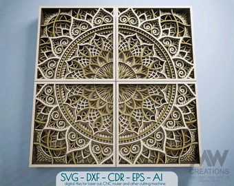 Laser Cut Multilayer Mandala SVG DXF, 3D layer Mandala SVG, Modular Mandala cutting files, Stacked Mandala Svg Dxf, Layered 3D Wood Art M235