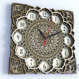 Multi Layer Clock Laser Cut Files, Mandala Clock Svg, 3d Svg Clock ...